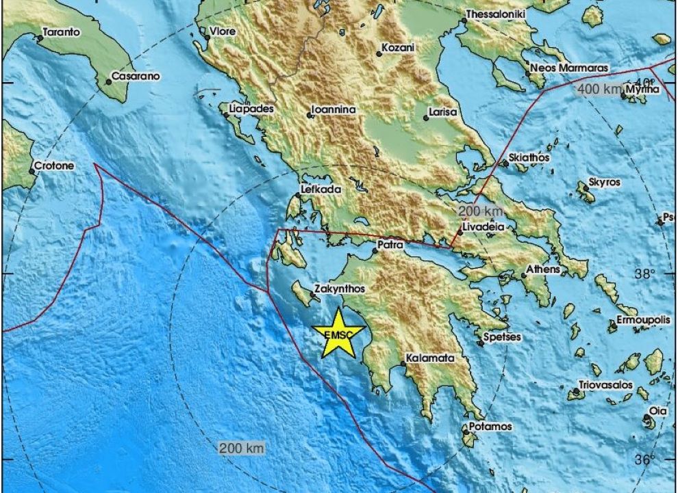 Σεισμική Δόνηση 4,5 Ρίχτερ μεταξύ Στροφάδων και Πελοποννήσου